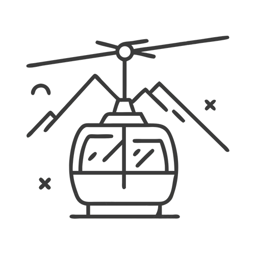 Seilbahn – Symbol für Bergbahnen für Groß und Klein