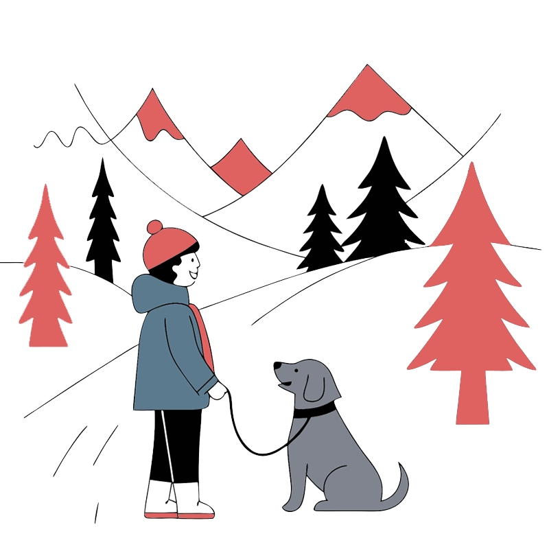 Erwachsener mit Kind und Hund beim Spaziergang in den Bergen – Symbolbild für Alpen Urlaub